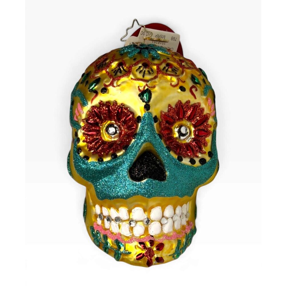 Christopher Radko 2016 Calavera De Oro Little Gem Sugar Skull Ornament 1018281